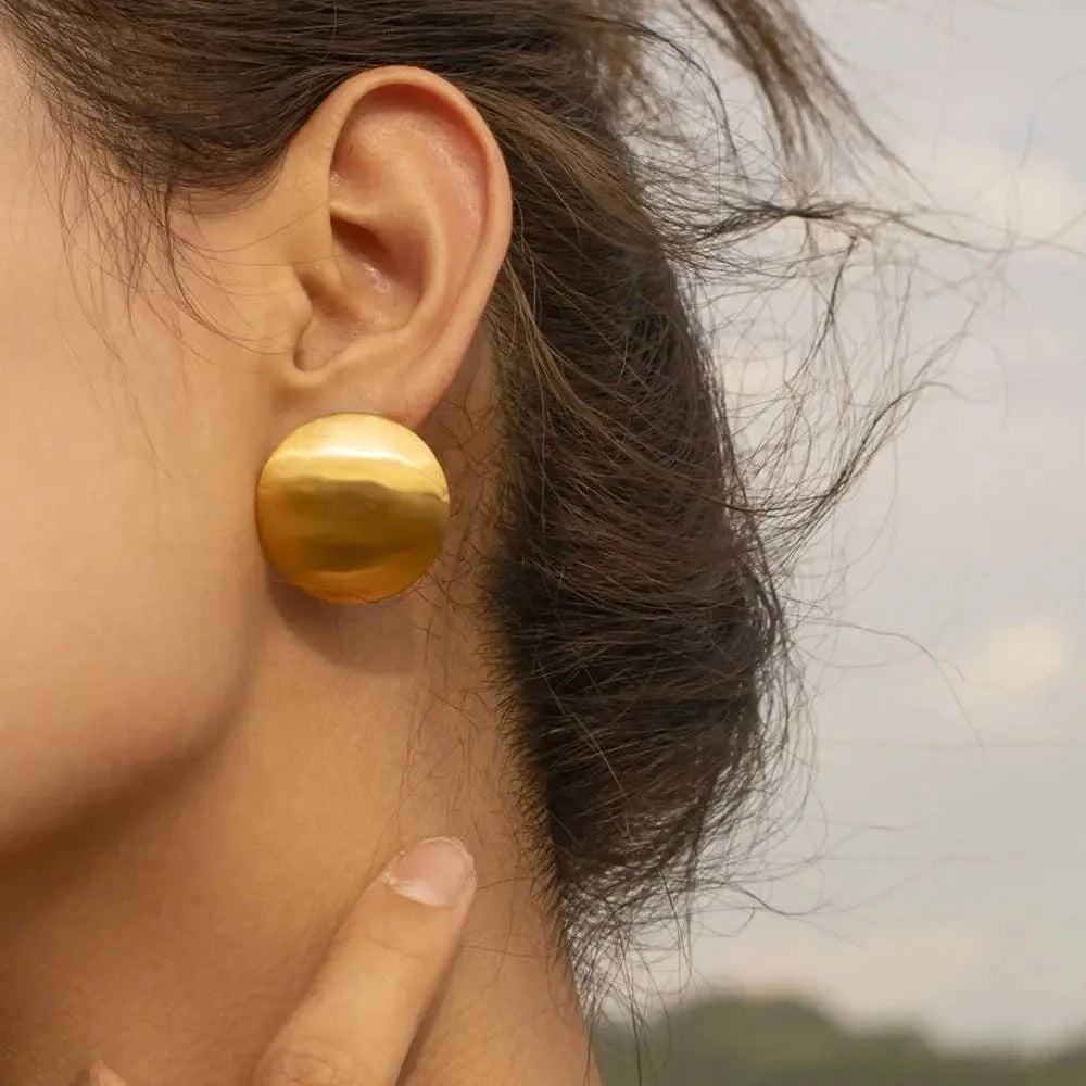 Classical / E1929 E1929 fashion18k gold-plated stainless steel waterproof round  korean stud earrings jewelry 2023