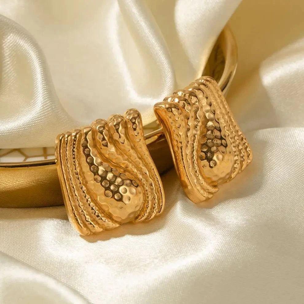 Classical / E1930 E1930 new arrival Tarnish Free  waterproof Stainless Steel chunky 18k gold  Plated hoop Earrings