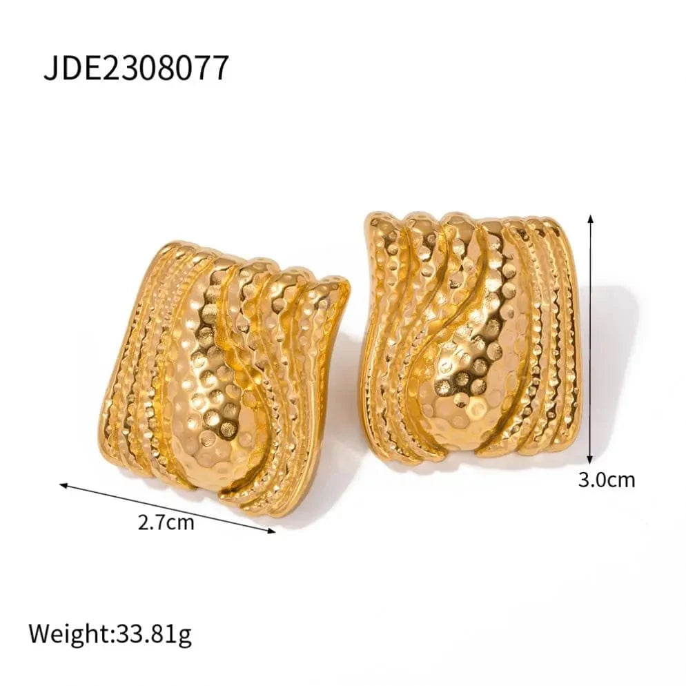 Classical / E1930 E1930 new arrival Tarnish Free  waterproof Stainless Steel chunky 18k gold  Plated hoop Earrings