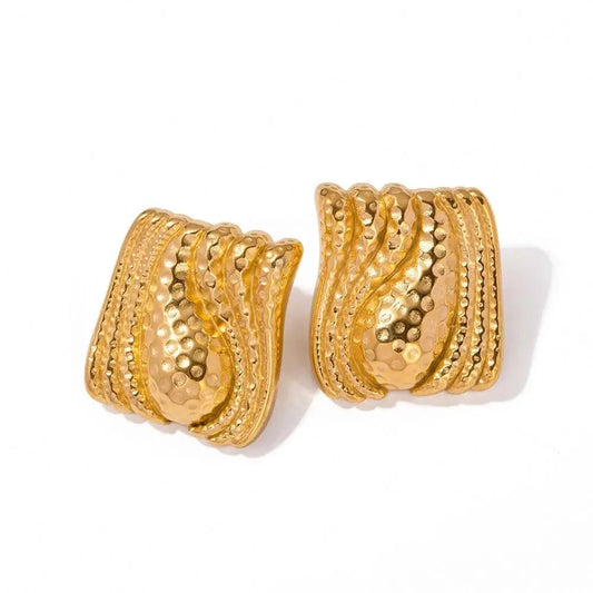 Classical / E1930 E1930 new arrival Tarnish Free  waterproof Stainless Steel chunky 18k gold  Plated hoop Earrings