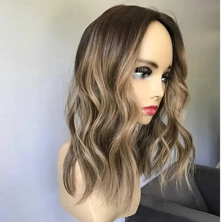 Clip In Hair Dark Brown Highlight Color Short Bob Wave Cut Wig Virgin European Cuticle Human Hair Lace Front Wigs