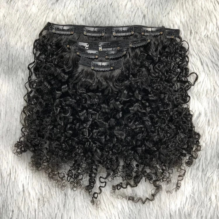 Clip in hair extension for black women 3b 3c kinky curly natural one donor 100g 120g unprocessed clip in curly hair extension