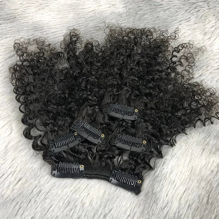 Clip in hair extension for black women 3b 3c kinky curly natural one donor 100g 120g unprocessed clip in curly hair extension