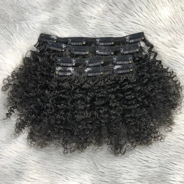 Clip in hair extension for black women 3b 3c kinky curly natural one donor 100g 120g unprocessed clip in curly hair extension