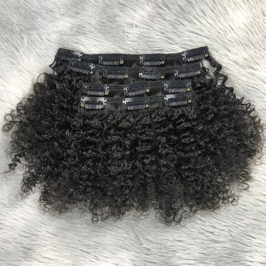 Clip in hair extension for black women 3b 3c kinky curly natural one donor 100g 120g unprocessed clip in curly hair extension