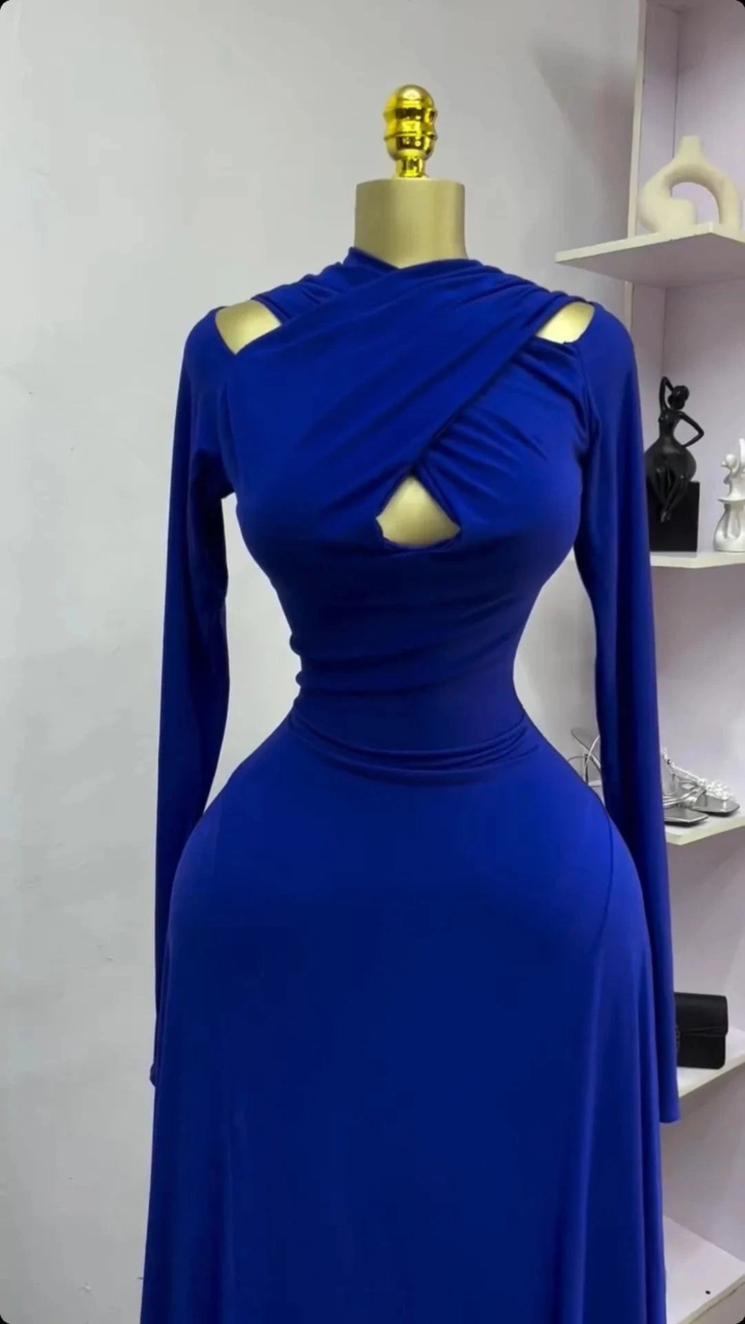 CM.YAYA 2025 Summer Women O-neck Long Sleeve Mermaid Maxi Dress Birthday Beach Sexy Night Party Club Long Dresses