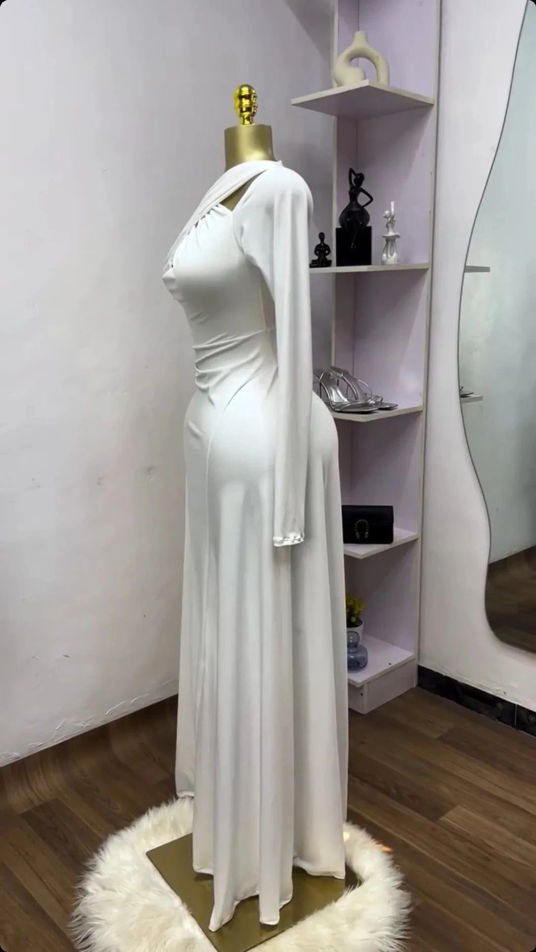 CM.YAYA 2025 Summer Women O-neck Long Sleeve Mermaid Maxi Dress Birthday Beach Sexy Night Party Club Long Dresses