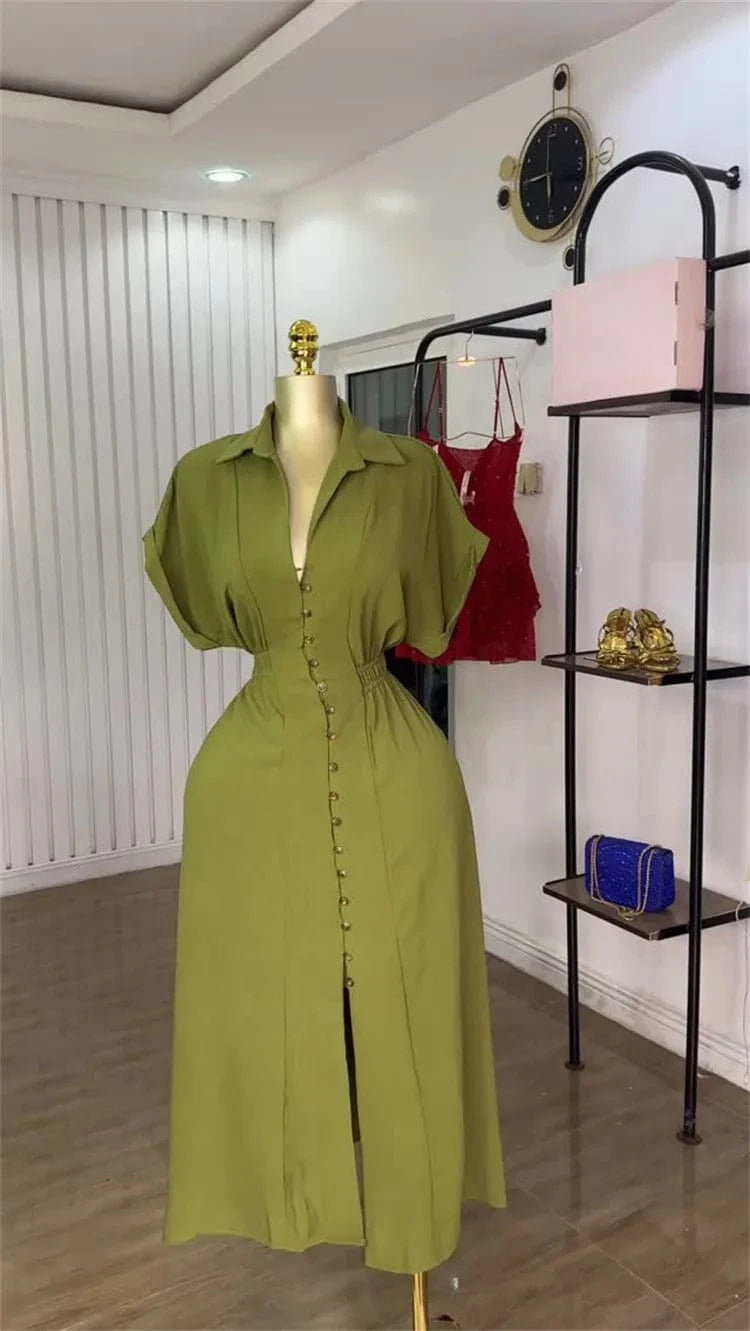 CM.YAYA Women Batwing Short Sleeve Single Breasted Long Maxi Dress 2025 Street  Birthday Evening Sexy Party Dresses Vestidos