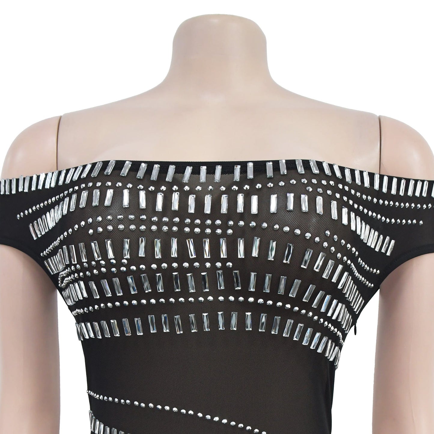 CM.YAYA Women Diamonds Hot Rhinestones Slash Neck Bodycon Mini Dress 2024 Fall Winter Sexy Party Club Evening Birthday Dresses