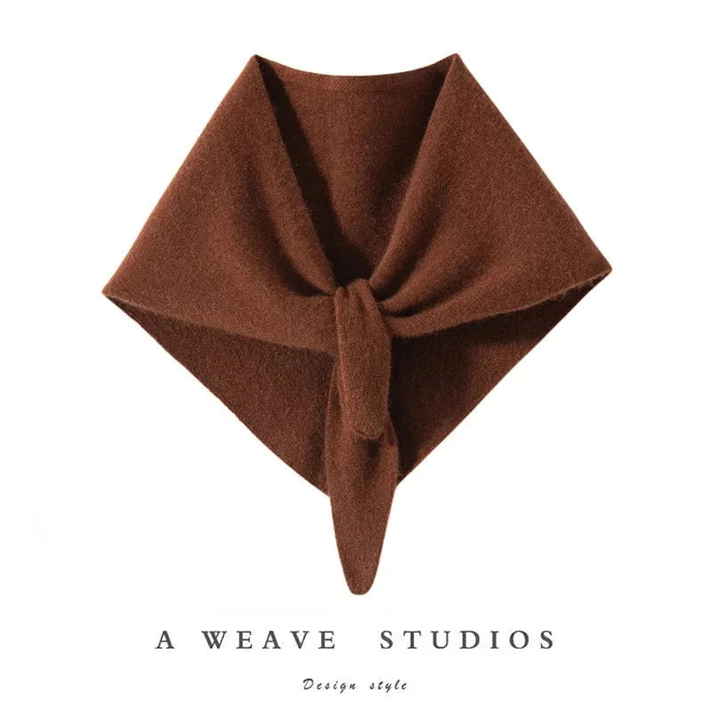Coffee / One Size CHICUU Women 100% Cashmere Scarf Spring Autumn Triangular Scarf Cashmere Knitwear Luxury Grace Simple Style Scarf Pure Color