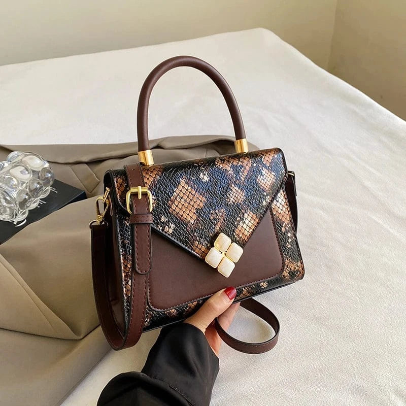 coffee Wholesale New Fashion Handbags 2024 Light Lady Snake Pattern Square Bags Lady Design Purses For Woman