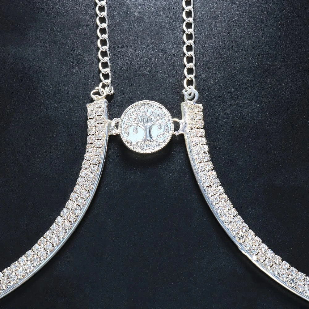 Coin Chest Bracket Bra Chain Charm Breast Jewelry For Women Body Jewelry Sexy Lingerie Rhinestone Body Chain
