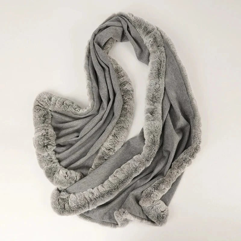 color 01 Autumn and Winter New Fur Scarf Four Sides Tied Wide Skin Otter Rabbit Hair Shawl Versatile Fashion Factory Spot Wholesale