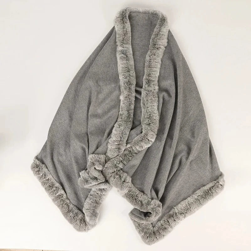 color 01 Autumn and Winter New Fur Scarf Four Sides Tied Wide Skin Otter Rabbit Hair Shawl Versatile Fashion Factory Spot Wholesale