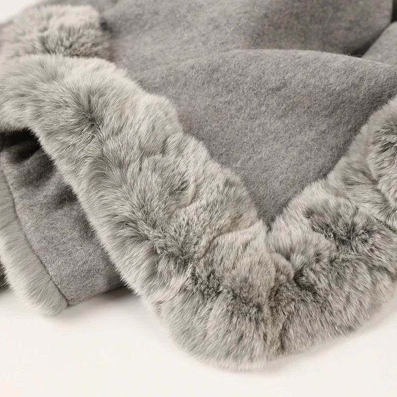 color 01 Autumn and Winter New Fur Scarf Four Sides Tied Wide Skin Otter Rabbit Hair Shawl Versatile Fashion Factory Spot Wholesale