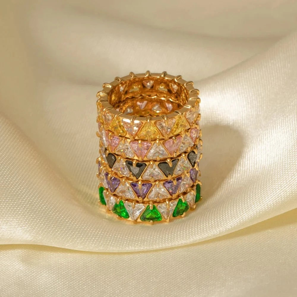 Color Retention Stainless Steel 18k Gold Plated Diamond Ring Jewelry Zircon Ring Gold Ring for Girls