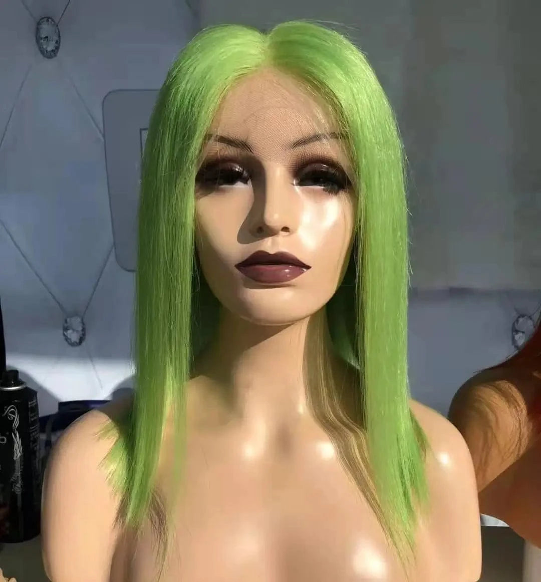 Colored Hd Transparent 99j red green pink Orange Virgin Pre Plucked Human Straight Full Lace Wig Extension For Black Women