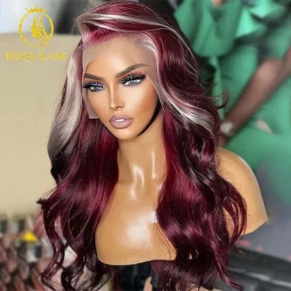 Colorful Full Frontal Wigs Human Hair Pre Plucked Virgin Vietnamese Hair Glueless Loose Wave Lace Front Wigs for Woman