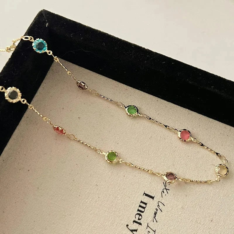 Colorful Natural Stone Necklace Spring and Summer 2024 New Collarbone Chain Simple Neck Chains