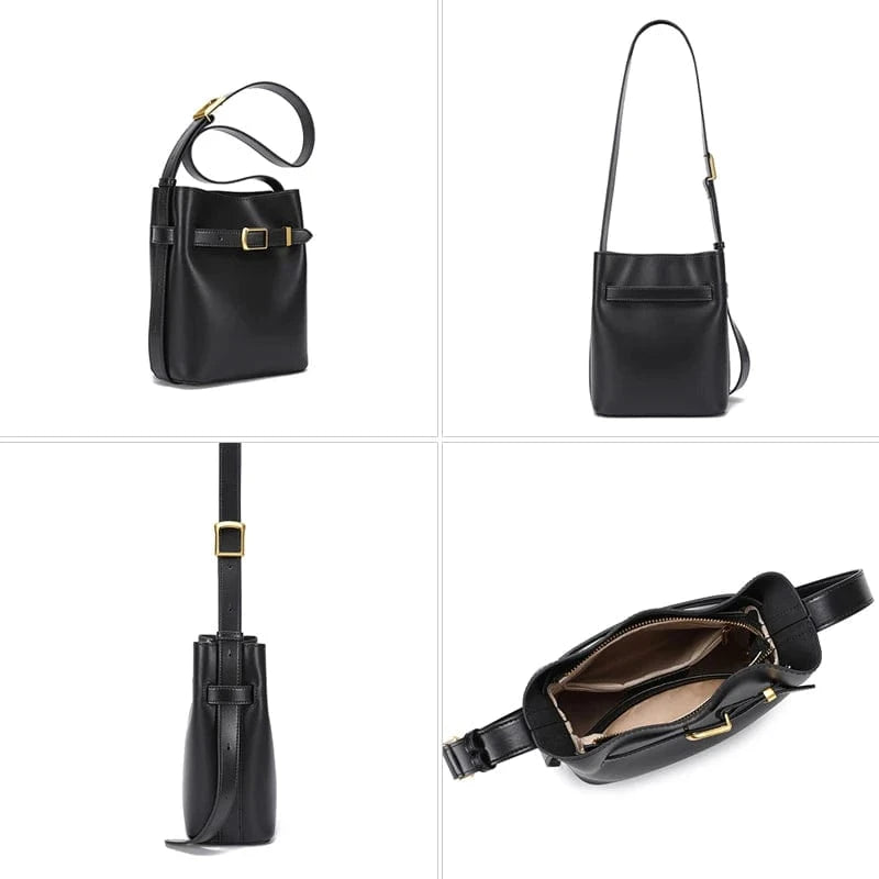 Cow Split Leather Bucket Bag Women Vintage messenger High Quality Simple Handbag Lady Shoulder Bag Luxury Female Crossbody Bags