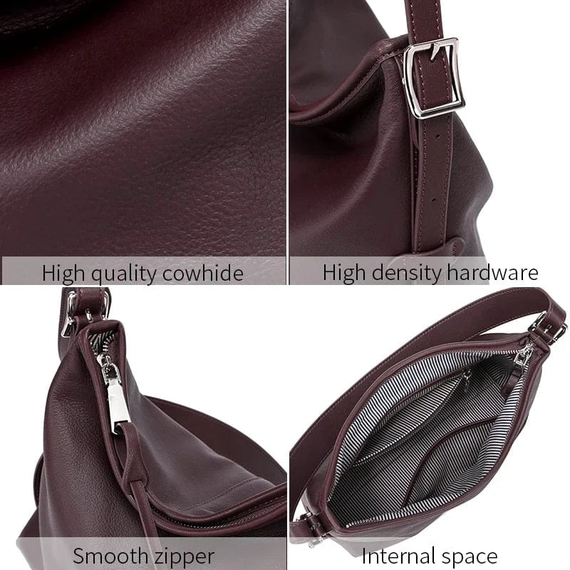 Cowhide Genuine Leather Handbags Women Casual Shoulder Bag Female Fashion Shopping Retro Large Luxury Designer Ladies Bags New