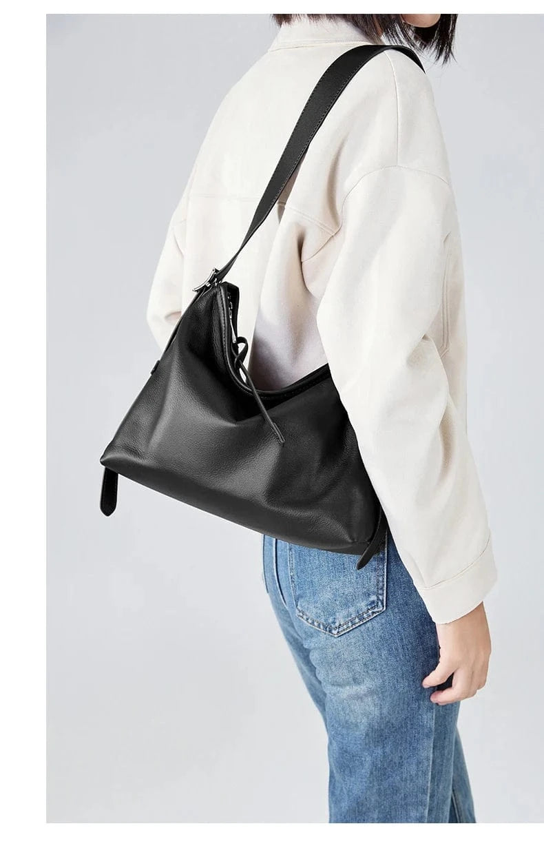 Cowhide Genuine Leather Handbags Women Casual Shoulder Bag Female Fashion Shopping Retro Large Luxury Designer Ladies Bags New