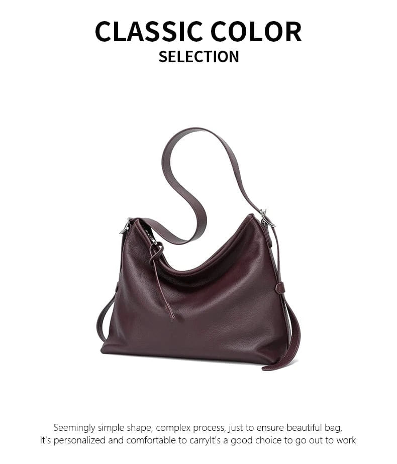 Cowhide Genuine Leather Handbags Women Casual Shoulder Bag Female Fashion Shopping Retro Large Luxury Designer Ladies Bags New