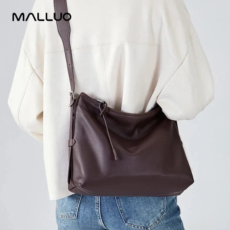 Cowhide Genuine Leather Handbags Women Casual Shoulder Bag Female Fashion Shopping Retro Large Luxury Designer Ladies Bags New