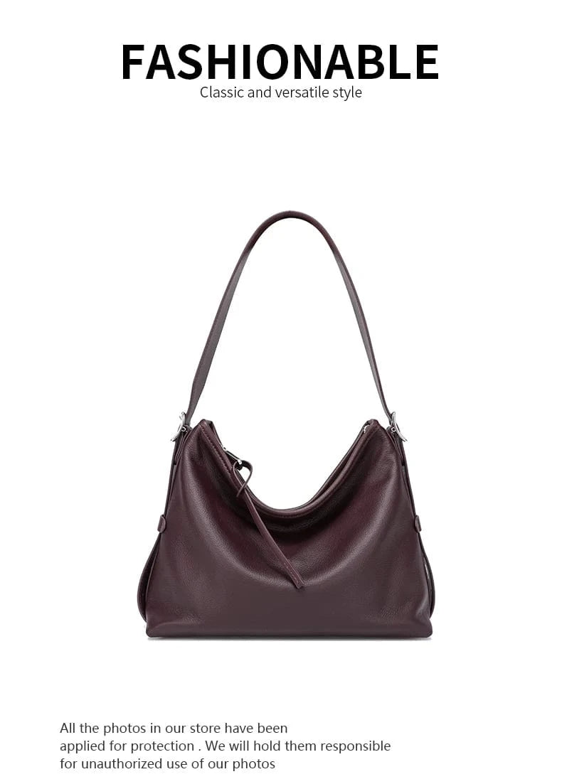 Cowhide Genuine Leather Handbags Women Casual Shoulder Bag Female Fashion Shopping Retro Large Luxury Designer Ladies Bags New
