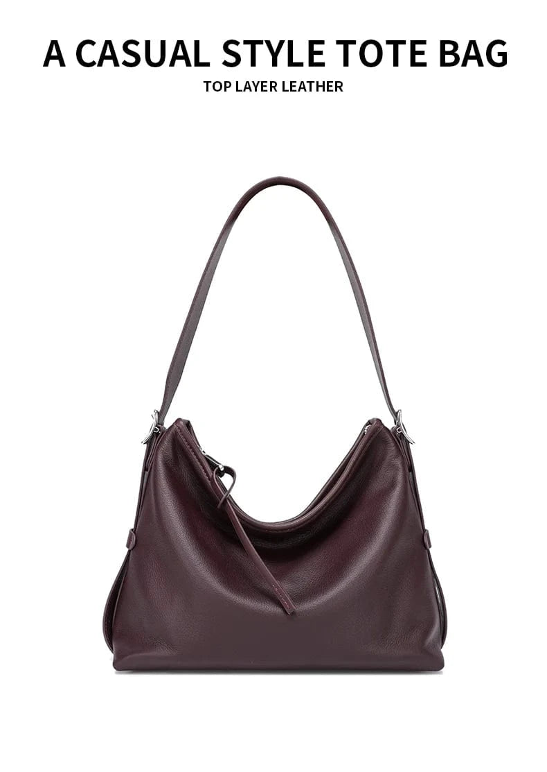 Cowhide Genuine Leather Handbags Women Casual Shoulder Bag Female Fashion Shopping Retro Large Luxury Designer Ladies Bags New