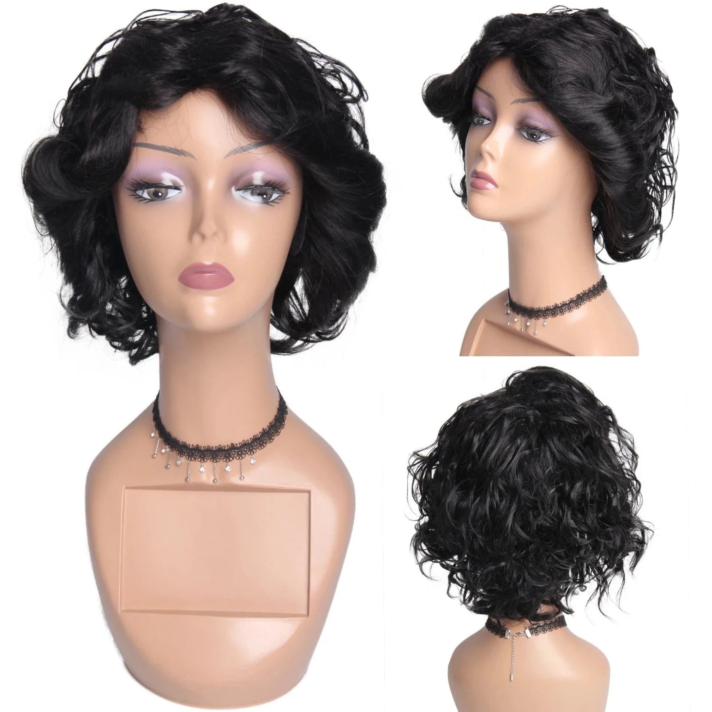 CR-HR.RIVA 1b Hair Straight Wig Peruvian Remy Hair Mid-Length Human Hair Wigs For Women Natural Color Full Machine Made Wigs With Bang