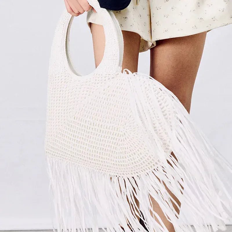 Creative Love Woven Underarm Bag Bohemian Tassel Fashion Design Large Capacity Handheld Beach Bag Hand - woven Tassel Women's Bag - SN Wigs & More
