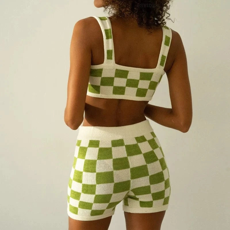 Crochet Beachwear Sexy Women Vacation Outfits Two Piece Swimsuit Beach Cover Up Knitting Beach Skirt Set Swimwear Woman 2024