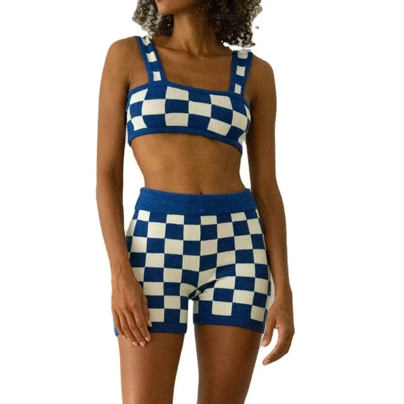 Crochet Beachwear Sexy Women Vacation Outfits Two Piece Swimsuit Beach Cover Up Knitting Beach Skirt Set Swimwear Woman 2024