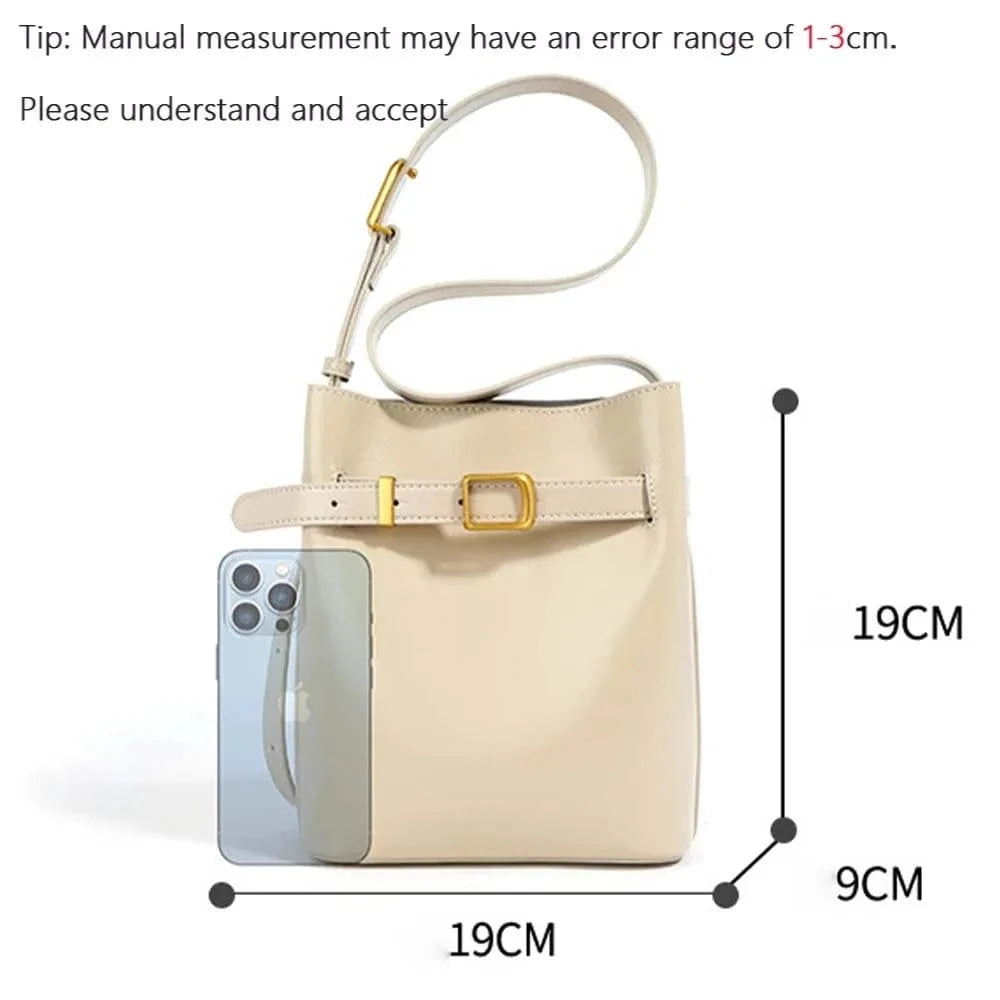 Crossbody Bag Luxury Genuine Leather Handbag Mini Bucket Bag Fashion Spring Lady Casual Tote Chic Purses 2024 New