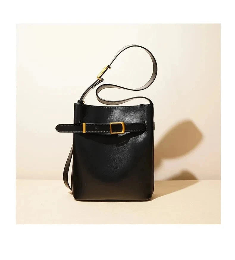 Crossbody Bag Luxury Genuine Leather Handbag Mini Bucket Bag Fashion Spring Lady Casual Tote Chic Purses 2024 New