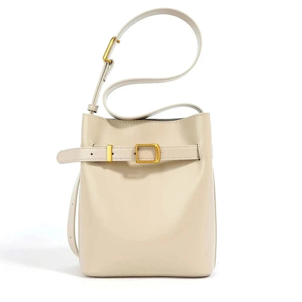Crossbody Bag Luxury Genuine Leather Handbag Mini Bucket Bag Fashion Spring Lady Casual Tote Chic Purses 2024 New
