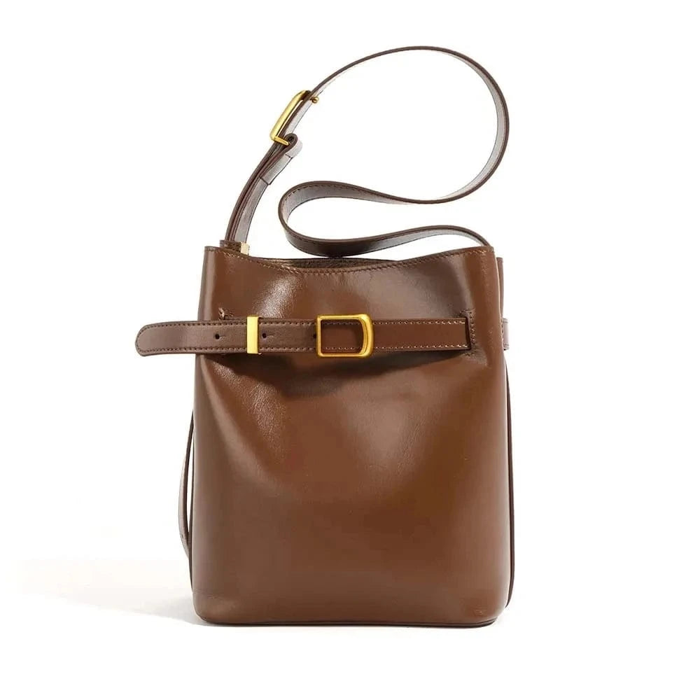 Crossbody Bag Luxury Genuine Leather Handbag Mini Bucket Bag Fashion Spring Lady Casual Tote Chic Purses 2024 New