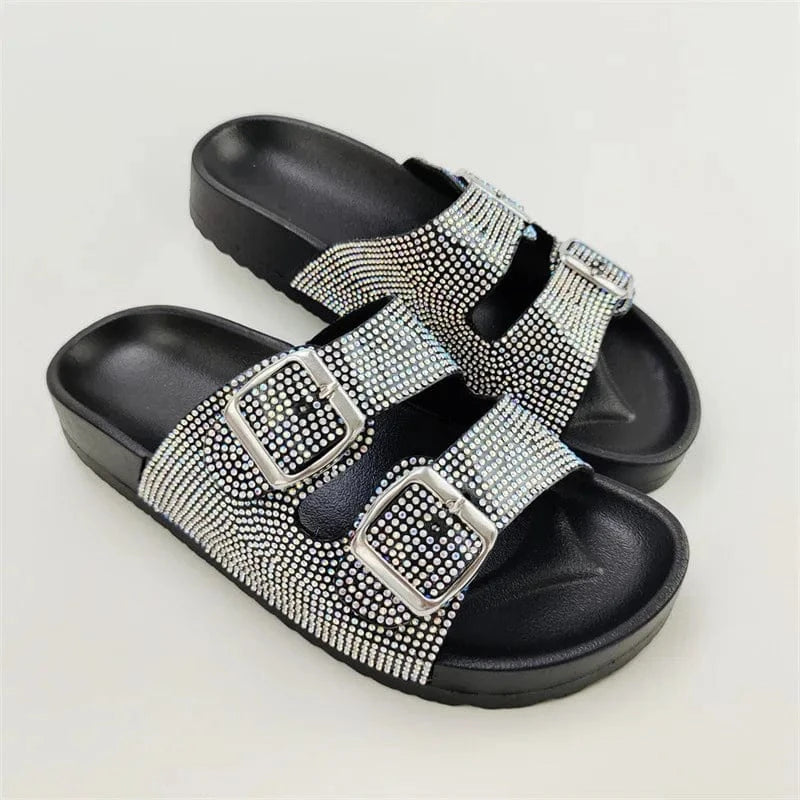 Crystal Sandals Multi Color Diamond Flat Women Slipper Slip on Shoes For Lady Slippers