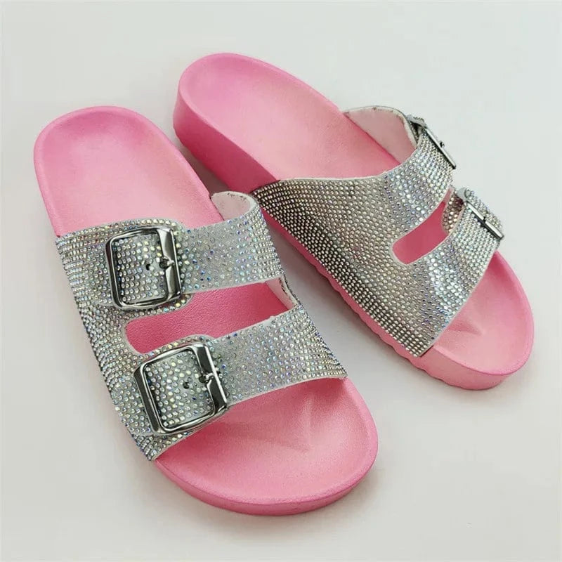 Crystal Sandals Multi Color Diamond Flat Women Slipper Slip on Shoes For Lady Slippers