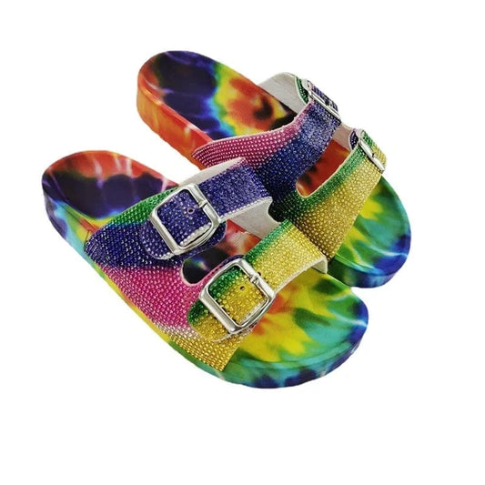 Crystal Sandals Multi Color Diamond Flat Women Slipper Slip on Shoes For Lady Slippers