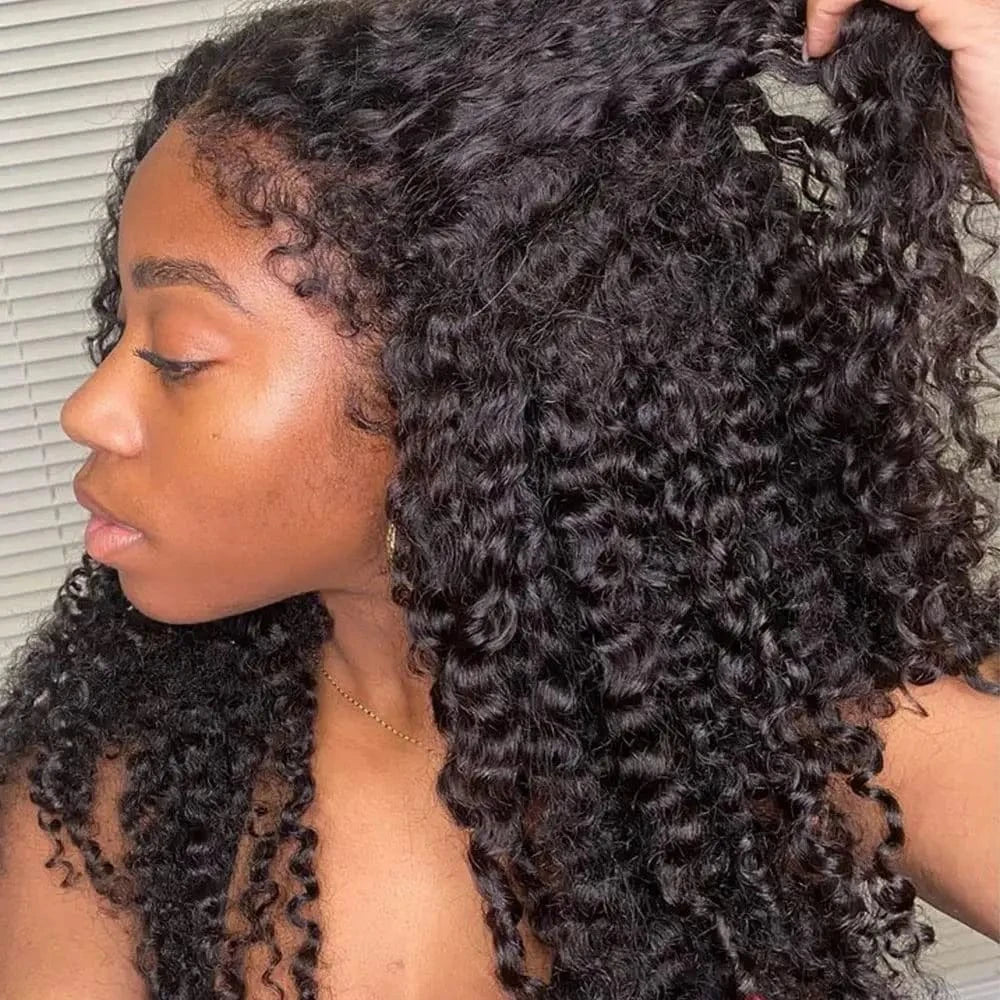 curly / 28 Inches New 4C Textured Hairline Wigs Curly Baby Hair Natural Edges Skin Melt HD Lace Frontal Wigs Kinky Yaki Straight Human Hair Wigs
