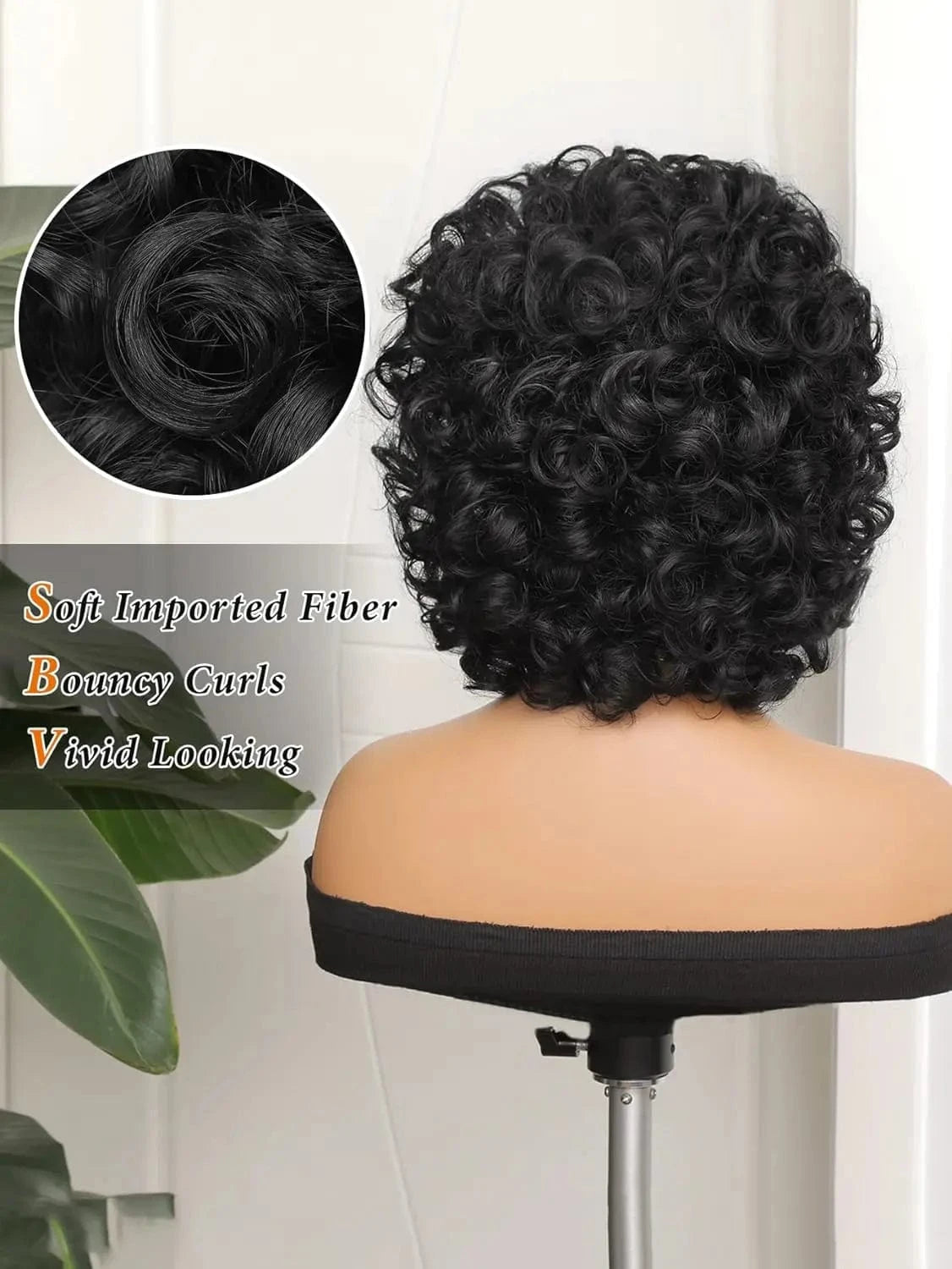 Curly Wigs for Black Women Short Kinky Curly Black Wigs for Women Big Curly Afro Soft Wig with Bangs Heat Resistant Natural Cute