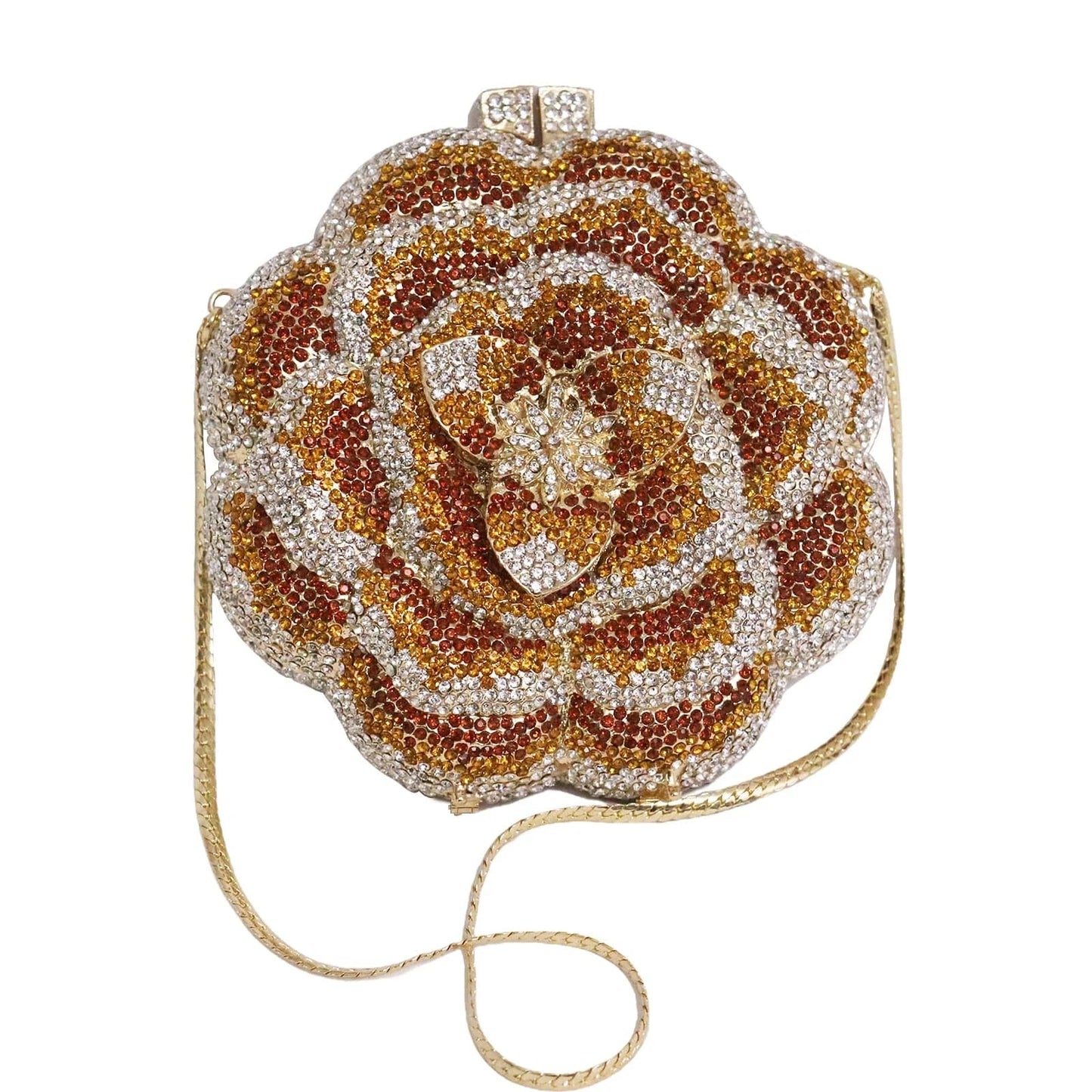 Custom Banquet Dress Rhinestone Bag Rose Diamond Clutches Luxury Flower Woman Gown Crystal Clutch Bag for Women Luxury Gold