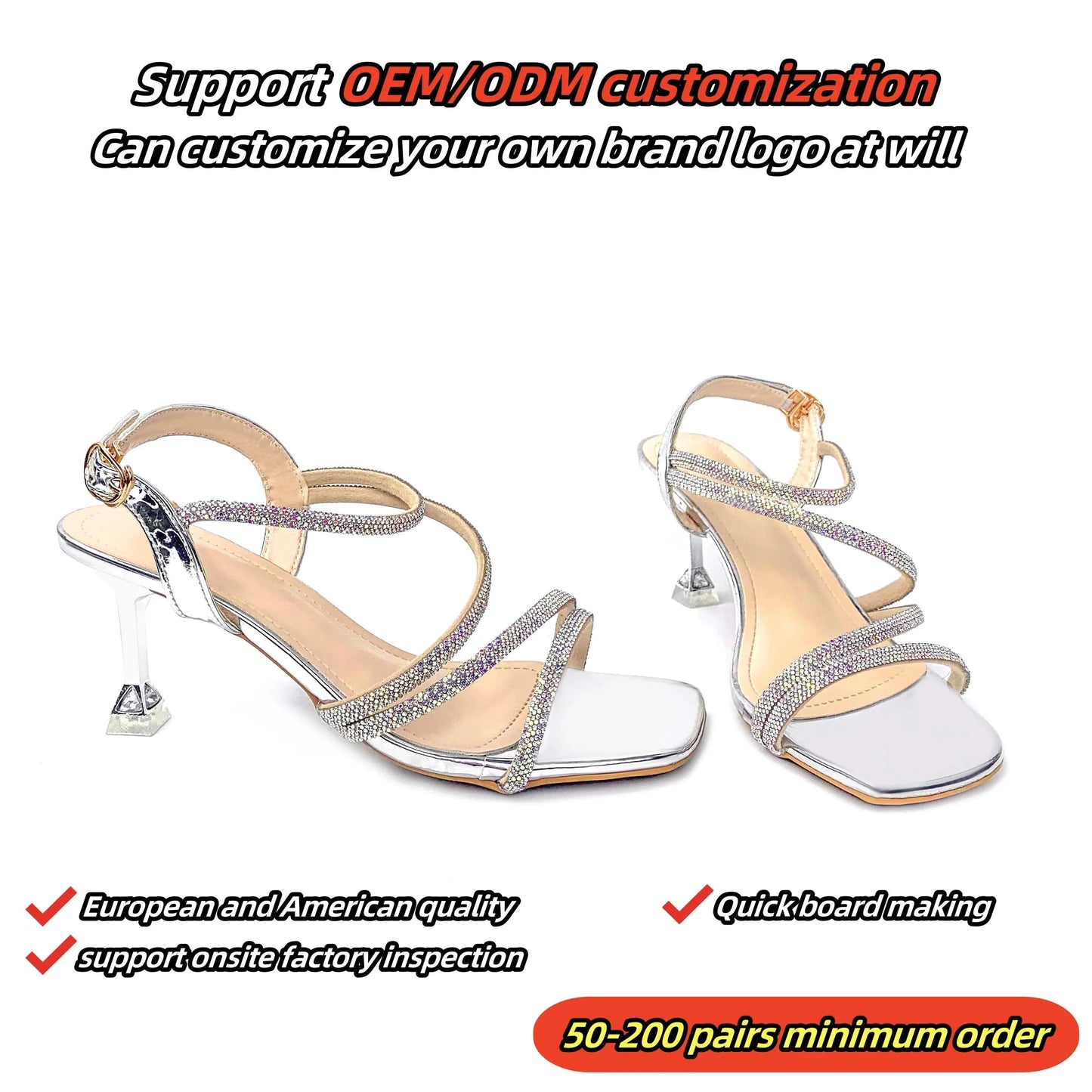 Custom belt square head designer shoes sandals for women and ladies high heels luxury slippers femmes fashion