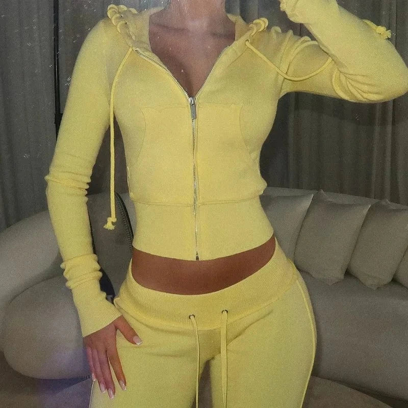 Custom Distressed Two Piece set Women Zip Up Jacket Sweat Pants 2pc Sets Casual 2 Piece Jogger Hoodie Sets Women Outfits 2025