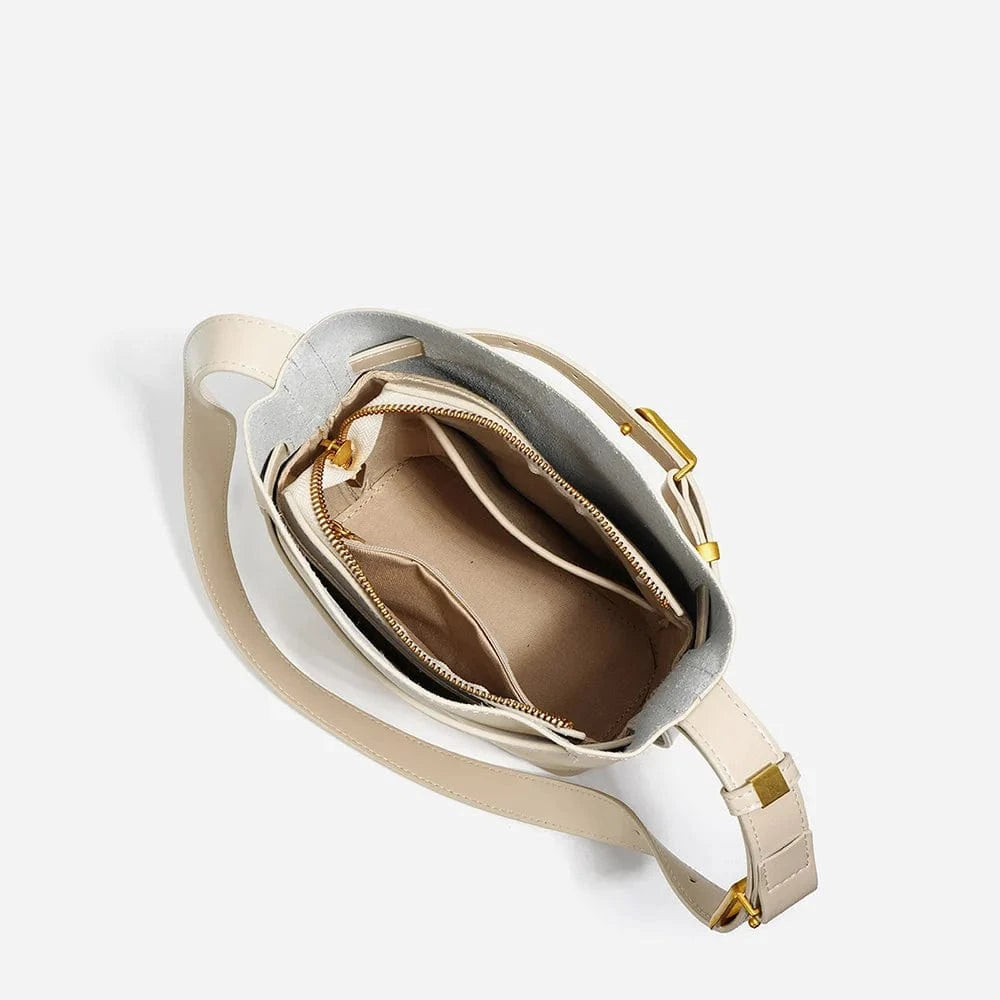 Custom Fashion Designer Genuine Leather Drawstring Women Bag Black Shoulder Handbags For Women
