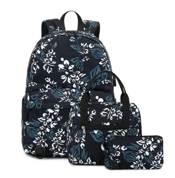 custom Fashionable outdoor travel strong bagpack business nylon women laptop backpack set 3 with USB charger