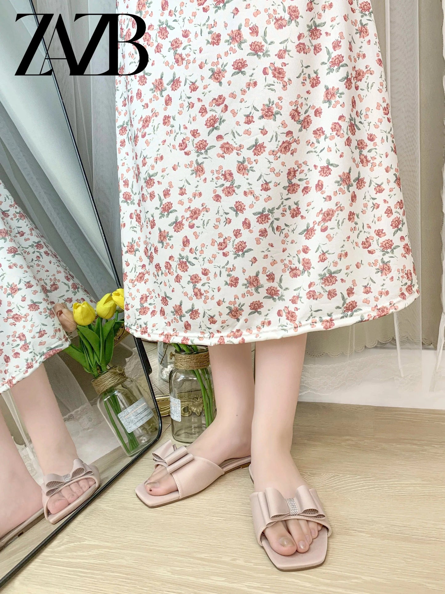 Custom golden silk shiny bow designer shoes sandal for women and ladies flat slipper shoes luxury femmes fashion