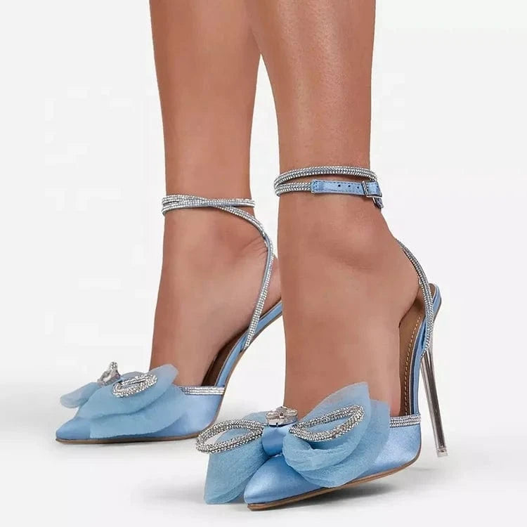 Custom Ladies Fashion Luxury Sandals Shoes Ladies Fashionable Silk Bowknot Rhinestone Women Banquet Sandals Wedding Shoes